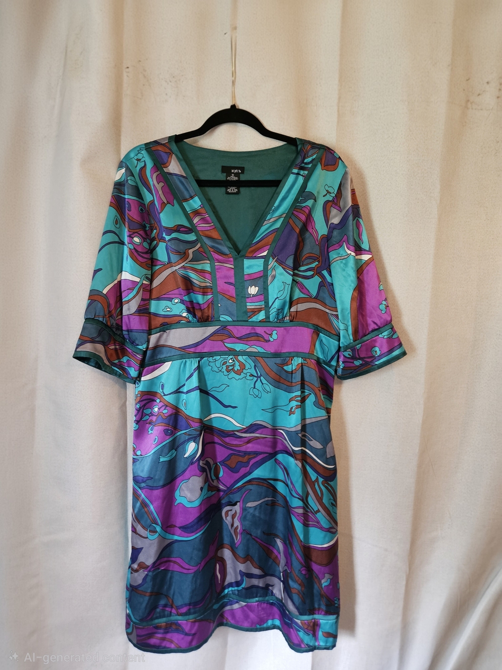 Mixit Teal and Purple Abstract Print Midi Dress